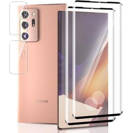 Cauc-2 Pièces Verre Trempé Pour Samsung Galaxy Note 20 Ultra Protection D'écran + 2 Pièces Protecteur Caméra, Dureté 9h/Sans Bulles, Protection Écran Pour Galaxy Note 20 Ultra - Hd Vitre Trempé