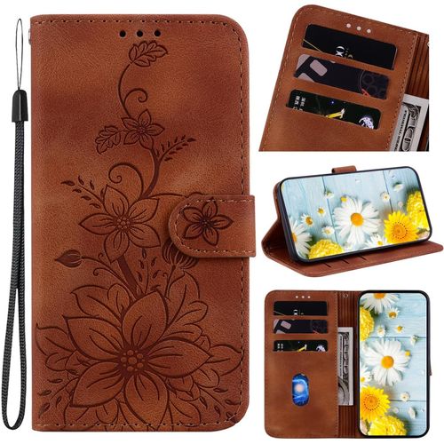 Kal-Coque Pour Xiaomi Redmi Note 12 Pro 5g/Poco X5 Pro 5g 6.67" 2022 Housse En Cuir Avec Porte-Cartes Téléphone Portable Avec Support Etui À Rabat Magnétique Pour Redmi Note 12 Pro - Marron Lys