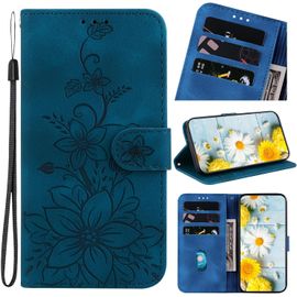 Kal-Coque Pour Iphone 15 Plus 5g 2023 6.7 Pouces Housse En Cuir Avec Porte-Cartes Téléphone Portable Avec Support Etui À Rabat Magnétique Pour Iphone 15 Plus - Bleu Lys