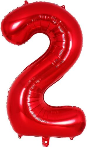 SJZG-40 Pouces Foil Ballon Chiffre 2 Rouge (101Cm), Gonflable Hélium Ou Air, Géant Numéro 0-9, 10-29, 30-100, Grand Ballons Pour Mariage, Décoration De Fête D'Anniversaire