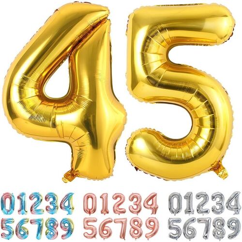 Foil Ballons Chiffre 45/54 Or, Grands Doré Ballon Numéro 0 1 2 3 4 5 7 8 10-19 20-29 30-39 40 50 60 70 80 90 100, Décoration Pour Mariages Party Et Anniversaires Fête