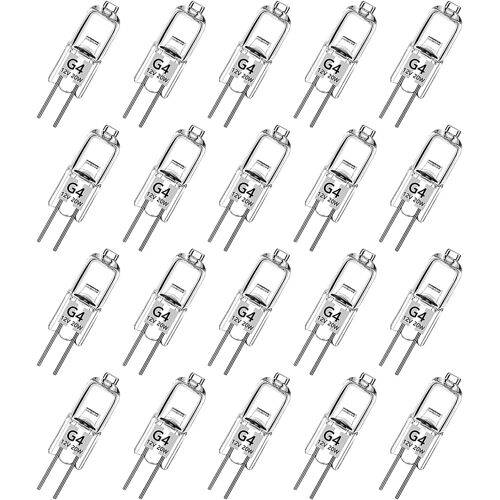 Kalanka-Ampoule Halogene G4 (20 Pièces), Ampoule G4 Blanc Chaud 12v 20w, 2800k, 240lm, Intensité Variable, Lampehalogene G4, Lampe À Capsule Transparente Pour Puck Light, Lustre¿ Pas De Scintillement