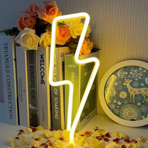 Enseigne Lumineuse Lightning Néon - Décor Led Usb & Batterie - Lumière De Nuit Pour Chambre À Coucher Et Salle De Jeux