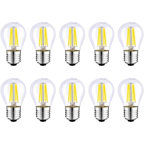 Un Paquet De 10 Lampes À Économie D'énergie Led E27,Équivalent À Incandescence Incandescent 4w 40w,Lumière Blanche Chaude 2700k, Lampe À Incandescence Transparente À Vis Edison G45,400lm,Ac220-240v
