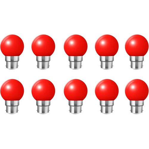 Lot De 10 2w Ampoule Led Culot B22 Globe G45,Couleur Led Lampe Pour L'éclairage Des Fêtes,Outdoor Patio Party Christmas,Rouge