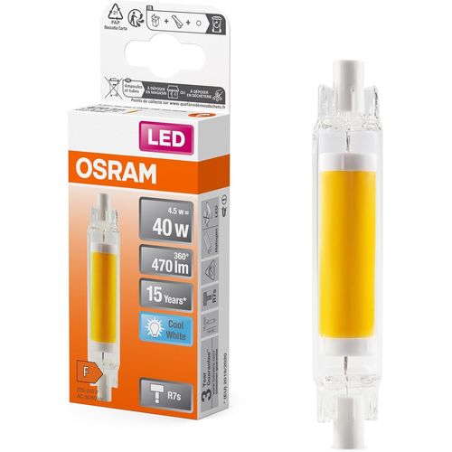 Lampe Led Multicolore Fine Led Slim Line Avec Culot R7s Retrofit, 4,5 W / 470 Lm, Lumière Blanche Froide Claire De 4000 K, Non Dimmable, Ip20, Verre Sans Plomb, Diamètre 16 Mm.