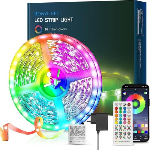 Ruban Led 15m(15mx1) Bande Led Rgb Multicolore App Contrôle,Led Ruban Avec Télécommande À 40 Touches,Synchroniser Avec Rythme De Musique/Fonction De Minuterie,Pour Décoration,Mariage,Fête