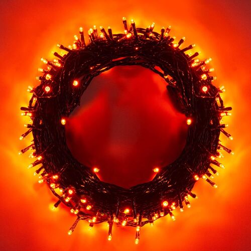 TIANYI-Halloween Guirlande Lumineuse Extérieure, 15M 120 LED Lumière de sapin de noël avec 8 Modes, étanche IP44 pour Chambre Balcon, Jardin, Galustrade, Noël, Intérieur Extérieur Décoration, Orange