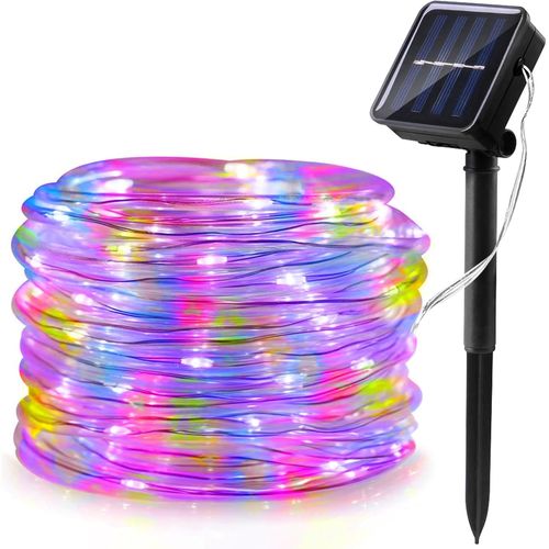 Kal-Solaire Corde Lumineuse, 12m 100leds Lumineuses Solaires D'extérieur, Solarlicht Dekoration Rope Guirlandes Lumineuses Étanche Avec 8 Modes Pour Un Mariage Dans Le Jardin