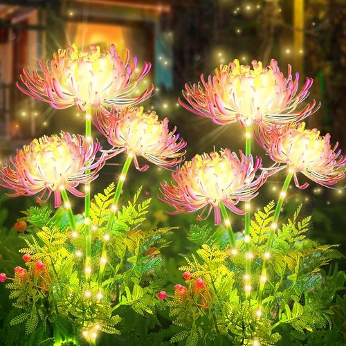 Kal-Gartendeko Lot De 2 Lampes Solaires D'extérieur Pour Extérieur, Jardin, Fleurs, Lampes Solaires Étanches Avec 3 Fleurs, Pour Pelouse, Terrasse, Balcon, Jardinière