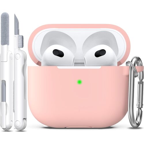 AirPods 3rd Generation Case with Cleaning Kit, Airpods 3 Gen Case, Soft Silicone Protective Case for Apple AirPods 3 2021, Sand Pink