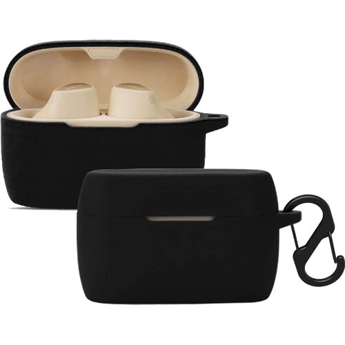 Coque pour Jabra Elite 5, Housse Protection en Silicone avec Mousqueton, Ultra Mince Antichoc Couverture Complète Protection Étui Protecteur pour Jabra Elite 5, Noir