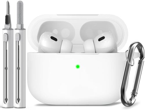 ELVORIX-Compatible with AirPods Pro 2nd/1st Case with Cleaning Kit, Silicone Protective Case Cover for Apple Air Pods Pro(2019/2022/2023), Unisex Design - White