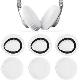 KALANKA-6 Pièces Coussinets d'Oreilles pour Casque, Housses de Casque Extensibles Lavables, Housses d'Oreilles pour Casque en Tissu Flexible, Protection contre la Sueur pour Salle de Sport, Jeux (Bla