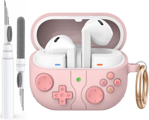 LORANKA-AhaStyle Coque Samsung Galaxy Buds 3 FE (2025) / Buds3 / Buds3 Pro (2024) Console de Jeu Rétro Silicone Souple Etui Housse Compatible avecSamsung Galaxy Buds3 Série (Rose)