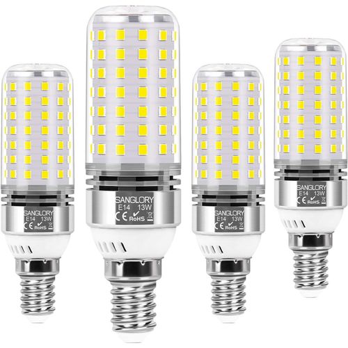 Tianyi-Ampoule Led E14 Blanc Froid, 13w Équivalent À Incandescente 100w, Lumière Du Jour 5000k, Angle Du Faisceau 360°, Ampoules Mais Led E14 A Vis, Non Dimmable, Lot De 4