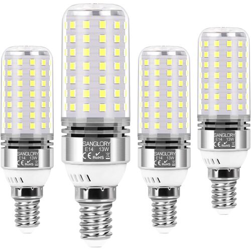 Tianyi-Ampoule Led E14 13w 6000k, Équivalent Incandescente 100w, Blanc Froid, 1400lm, Ampoule Mais Led E14 Culot À Vis, Non Dimmable, Lot De 4
