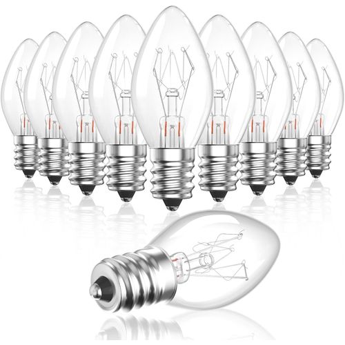 Kaleidoscope-10pack E14 Petites Ampoules À Vis, 7w Dimmable 2700k Warm White Salt Lamp Bulbs,Ses C7 Candle Incandescent Bulb,300°C Oven Bulb,Pygmy Spare Bulbs For Night Light Bulb[Q2173]