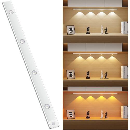 60CM Lampe LED Rechargeable avec Détecteur de Mouvement,Sans Fil Interieur Luminaires,Led Cuisine Sous Meuble avec 3 Couleurs & Luminosité Réglable pour Meubles,Armoires,Placard,Escalier