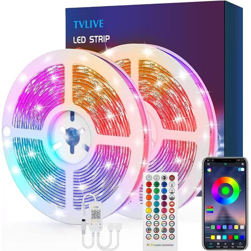 Ruban Led 15m(7,5m*2) Rgb Led Ruban Musique Bande Led Contrôlé Par App Du Smartphone,Synchroniser Avec Rythme De Musique,16 Millions De Couleurs,Bande Led Lumineuse Pour Maison Décoration