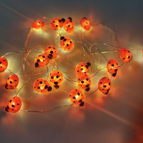 Guirlande Lumineuse Led Coccinelle 9.8ft 30 Led Coccinelle Guirlandes Lumineuses Alimenté Par Batterie Fairy Lights Pour Chambre, Terrasse, Jardin, Noël Et Mariage (Rouge)