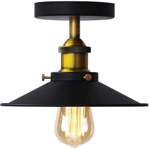 Abat-jour Plafonnier Vintage En Métal - Style Industriel - Ampoule E27 Non Incluse - Neuf
