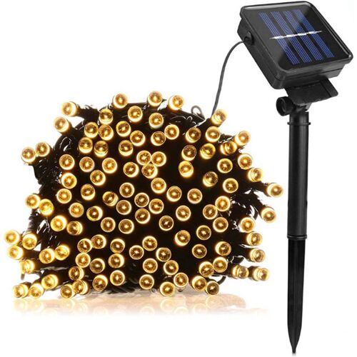 TIANYI-5M 50LED Guirlandes Lumineuses Solaires Exterieure Étanche 8 Modes Blanc Chaud Lumière Guirlande pour Jardin Terrasse Balcon Fenêtre Clôture Arbre Mariage Fairy Lights Lumineuse Décoration