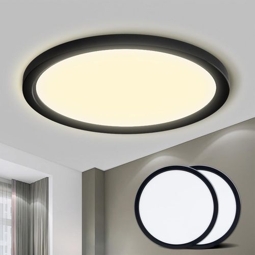 Tianyi-® Plafonnier Led, Lampe De Salle De Bain Étanche Ip44 Ronde Plate 18w 3000k 1600lm Lampe Simple Moderne Mince Pour Salon Salle De Bain Chambre Cuisine Balcon Couloir Sous-Sol Bureau, 220 * 24m