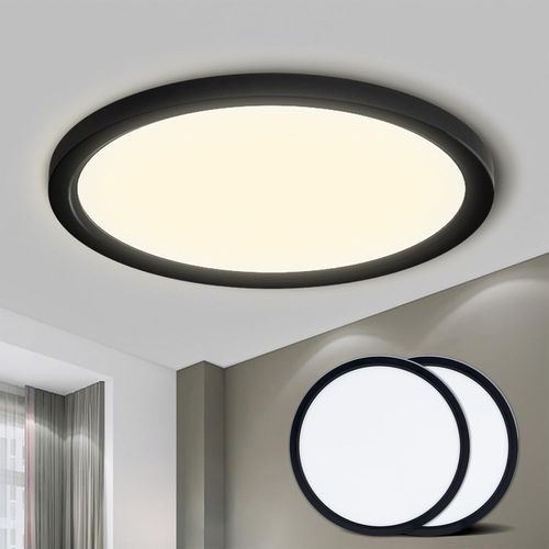 Tianyi-® Plafonnier Led, Lampe De Salle De Bain Étanche Ip44 Ronde Plate 18w 4000k 1600lm Lampe Simple Moderne Mince Pour Salon Salle De Bain Chambre Cuisine Balcon Couloir Sous-Sol Bureau, 220 * 24m
