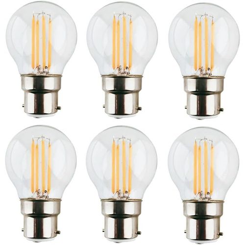 Lot De 6 Ampoules À Filament Ambre À Culot À Baïonnette De Style Vintage 4w Antique Golf Light Home G45 Small Globe Round B22 2700k Blanc Chaud 40w Remplacement Incandescent