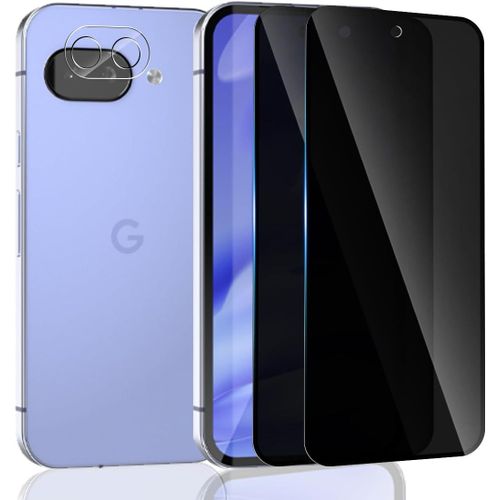 CAUC-Verre Trempé Pour Google Pixel 9A Anti-Espion Verre Trempé 2 Pièces + 1 Pièces Arrière Caméra Verre Trempé, 9H /Anti Rayures/Sans Bulles Pour Google Pixel 9A Anti-Spy Protection d'écran