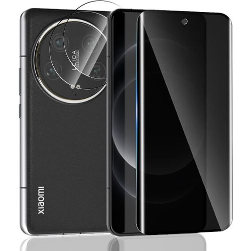 Kal-Verre Trempé Pour Xiaomi 14 Ultra Anti-Espion Verre Trempé 1 Pièces + 2 Pièces Arrière Caméra Verre Trempé, 9h /Anti Rayures/Sans Bulles Pour Xiaomi 14 Ultra Anti-Spy Protection D'écran