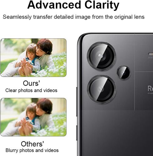 [Protection Complète Caméra Arrière Protecteur Compatible Avec Redmi Note 13 Pro Plus. [Double Protection] Metal + Verre Trempé. Verre Trempé Camera - Black