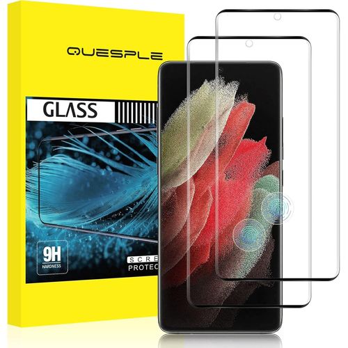 CAUC-[2 Pièces] Verre Trempé pour Samsung Galaxy S21 Ultra, Haute Qualité 3D Incurvé Couverture Complète, Dureté 9H, Sans Bulles, Film Protection écran, Compatible avec Lecteur d`Empreinte