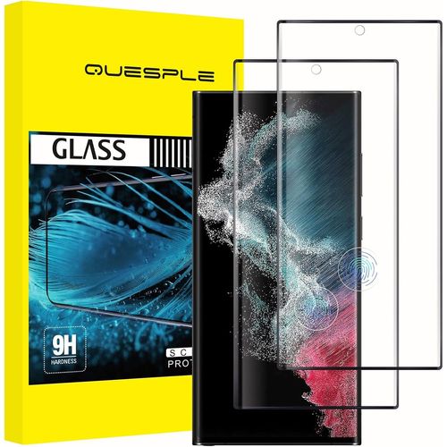 [2 Pièces] Verre Trempé Pour Samsung Galaxy S22 Ultra, Haute Qualité 3d Incurvé Couverture Complète, Dureté 9h, Sans Bulles, Film Protection Écran, Compatible Avec Lecteur D¿Empreinte