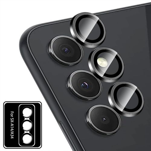 Kal-Caméra Arrière Protecteur Compatible Avec Samsung Galaxy A14 5g / A34 5g, Ultra Résistant Hd Verre Trempé, 9h Dureté Anti-Rayures Protection Caméra Film - Noir