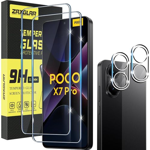 CAUC-Verre Trempé pour Xiaomi Poco X7 Pro 5G,2 Pièces Protecteurs d'écran + 2 Pièces Caméra Arrière Protecteur, Ultra Résistant Vitre Protecteur, Clarté HD, sans Bulles, Anti-Rayures