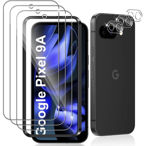 CAUC-3 Pièces Verre Trempé pour Google Pixel 9a, 3 Pièces Caméra Arrière Protecteur,9H Dureté/Anti-Rayures/Sans Bulles/Ultra Résistant,Protection écran