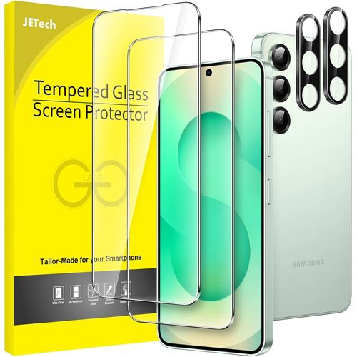 TRAHOO-Protection D'écran pour Samsung Galaxy S25+ / S25 Plus 5G avec Protecteur d'Objectif de Caméra, Film en Verre Trempé, Compatible Empreinte Digitale ID, HD Transparent, 2 Pièces Chacun