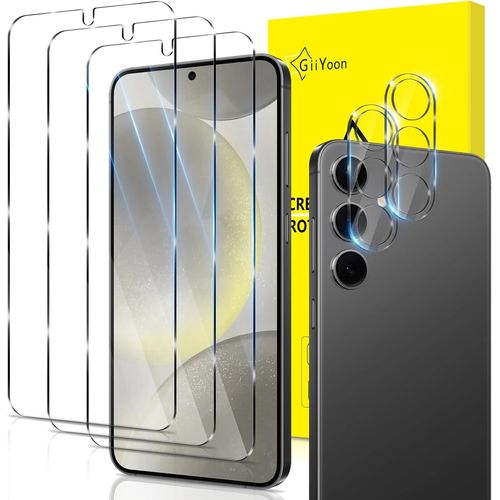 CAUC-[3+2 Pièces Verre Trempé pour Samsung Galaxy S24 Plus 5G/S24+ 5G avec 3 Pièces Protection Écran et 2 Pièces Caméra Arrière Protecteur [Vitre Protecteur 9H Dureté] [Sans Bulles] [Anti-rayures]
