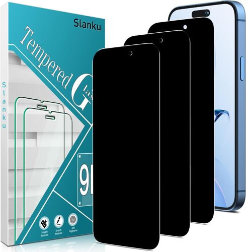 KALANKA-3 Pièces Anti-Espion Verre Trempé pour iPhone 16 Pro, Dureté 9H, Pas de Bulles, Facile à Installer, Résistance aux Rayures