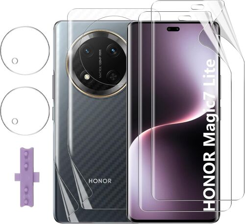 CAUC-pour Honor Magic 7 Lite 5G Protection écran, 2+2+2 Pièces TPU Protecteurs d'écran + Retour Film + Verre Trempé Caméra Arrière Protecteur, HD Anti-Rayures Protection écran