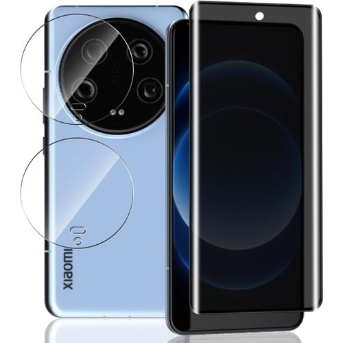 Anti-Spy Tempered Glass For Xiaomi 14 Ultra, [2 Pieces] Camera Lens Protector And [1 Piece] 9h Hardness Anti-Spy Screen Protector, Bubble-Free Screen Protector For Xiaomi 14 Ultra