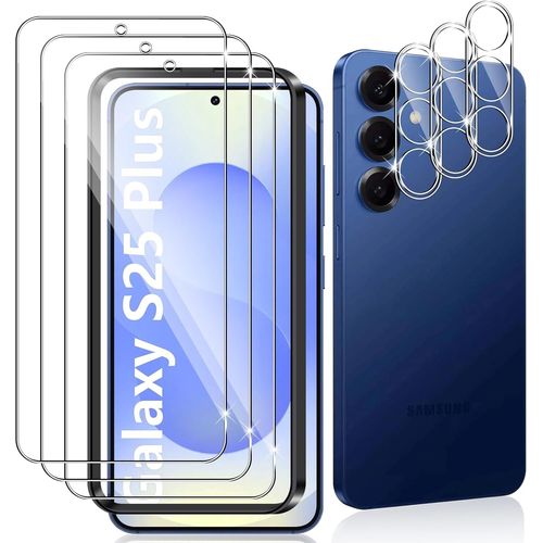 CAUC-3 Pièces pour Samsung Galaxy S25 Plus/Galaxy S25+ 5G pour Verre Trempé,3 Pièces Caméra Arrière Protecteur,9H Dureté, Anti-Rayures, Sans Bulles, Protection écran