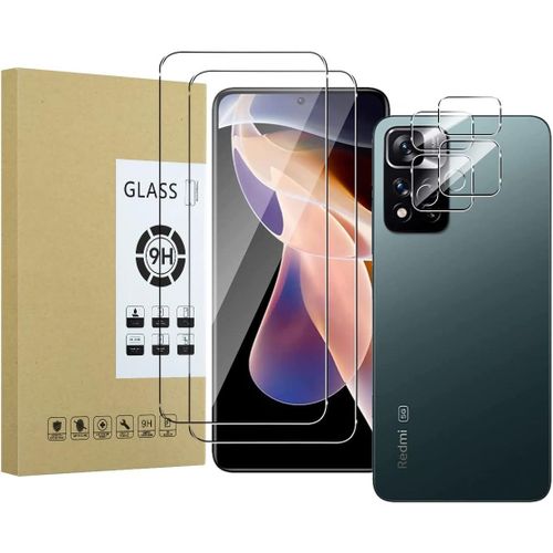 Kal-Protecteur D'écran Compatible Avec Xiaomi Redmi Note 11 Pro/11 Pro + [2 Pièces] + Caméra Arrière Protecteur [2 Pièces] Verre Trempé 9h [Résistant Aux Rayures,Sans Bulles] [Transparente]