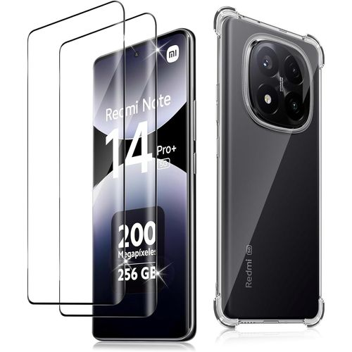 Verre Trempé Pour Xiaomi Redmi Note 14 Pro Plus 5g Coque [2+1 Pièces],Protecteur D'écran Ultra Résistant Dureté 9h Film Protection Écran Hd Transparent Antichoc Antirayures Tpu Housse