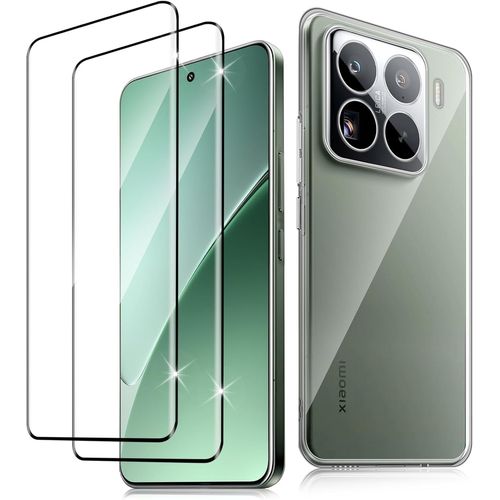 Tempered Glass For Xiaomi 15 Pro 5g [2 Pieces] + Case, Ultra Resistant 9h Hardness Screen Protector Film Hd Transparent Shockproof Anti-Scratch Soft Tpu Case Cover