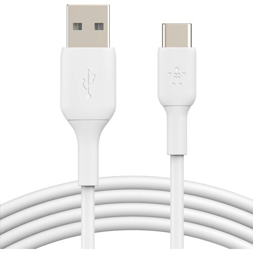 SUBZONAL-Belkin BoostCharge câble USB-C, câble de recharge USB-C vers USB-A, câble USB Type-C, cable USB C pour iPhone 16, iPhone 15, Samsung Galaxy S24, S23, iPad Pro, Google Pixel, etc., 1 m, blanc