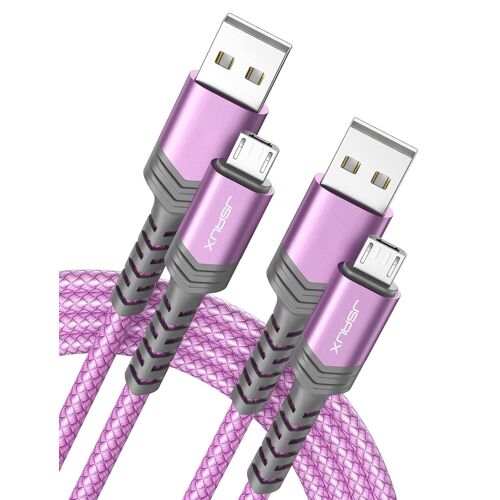 Câble Micro USB [2M Lot de 2] Durable 3A Charge Rapide Câble Micro USB 2.0 Compatible avec téléphones intelligents Android, Samsung Galaxy S7 S6, Huawei, HTC, Sony, LG, Kindle, PS4-Violet