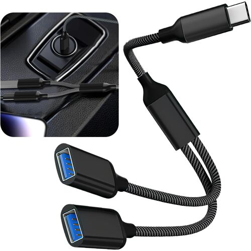 Câble Adaptateur USB-C vers Double USB A 2.0 Femelle, Câble Y Répartiteur Type C, Adaptateur Type C Mâle vers 2 USB Femelle Extension Charge Données HUB pour Clavier, Souris